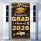 Class of 2026 Graduation Door Cover - Black & Gold Congrats Grad Backdrop - Extra Large Fabric Front Door Banner - Hanging Porch Sign Decor for Indoor & Outdoor 2026 Party Supplies